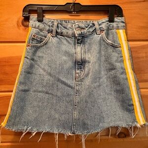 Topshop Blue and Yellow A-Line Mini Skirt